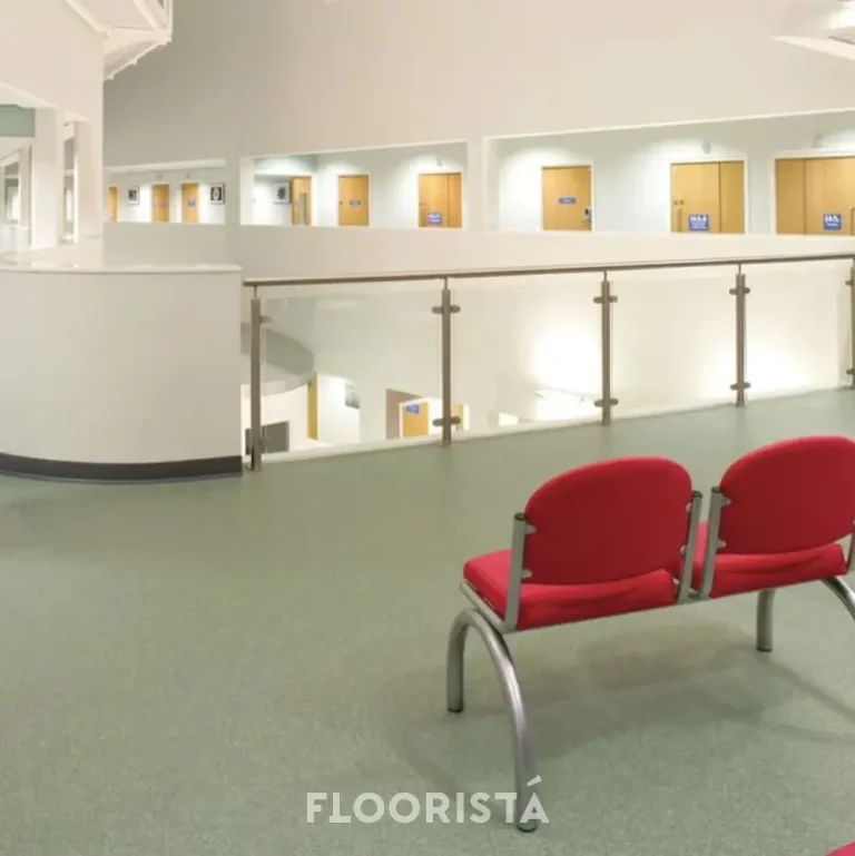 Installation example of terrazzo pattern vinyl flooring, green terrazzo pattern rubber tiles FT-P1320 Terrazzo