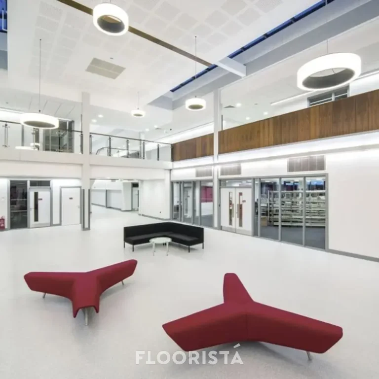 Installation example of stone pattern vinyl flooring, terrazzo pattern rubber tiles, grey color FT-P1200 Terrazzo