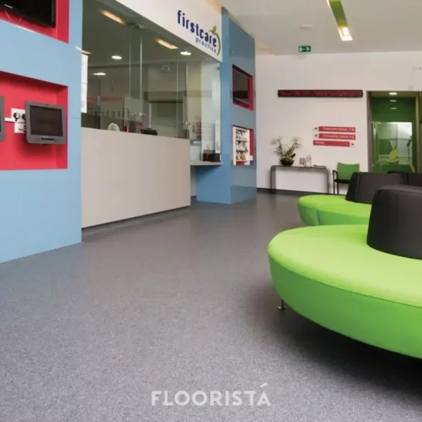 Installation example of terrazzo pattern vinyl flooring, terrazzo pattern rubber tiles, grey color FT-P1380 Terrazzo