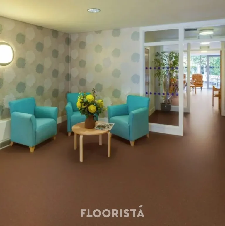 Installation example of terrazzo pattern vinyl flooring, terrazzo pattern rubber tiles, brown color, FT-P1520 Terrazzo